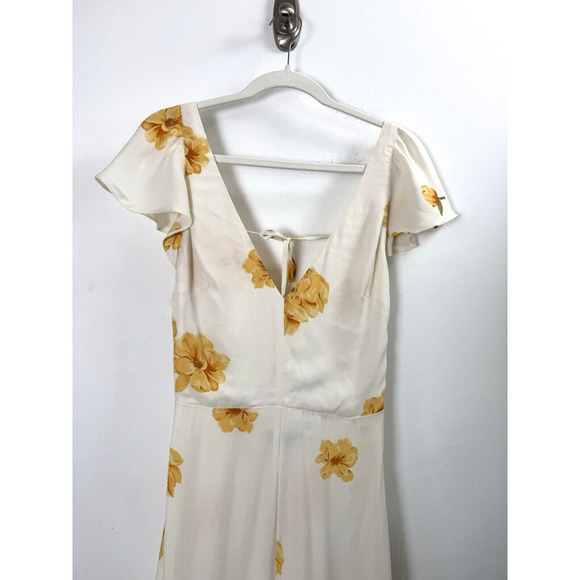Reformation White Yellow Floral Wideleg Jumpsuit Retail $233 Boho Chic Cottage 6 - Picture 7 of 10
